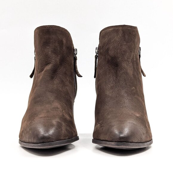 Frye Women Judy Western Cowboy Brown Leather Ankle Zip Boots size 10 - Picture 2 of 11